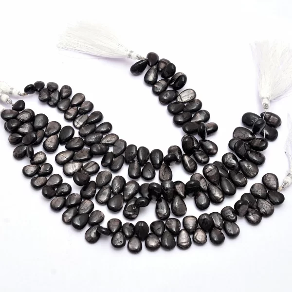AAA+ Hypersthene 11mm-14mm Pear Smooth Briolette Beads | Natural Black Hypersthene Semi Precious Gemstone Beads for Jewelry | 8inch Strand - Image 3