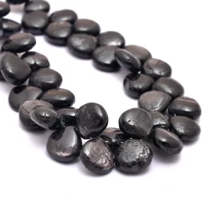 AAA+ Hypersthene Gemstone 10mm-11mm Smooth Heart Briolette Beads | Natural Black Hypersthene Semi Precious Gemstone Beads | 8inch Strand