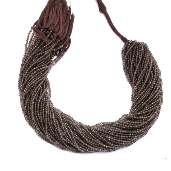 AAA+ Smoky Quartz 2mm-3mm Micro Faceted Rondelle Beads | 13inch Strand | Natural Brown Somky Quartz Semi Precious Gemstone Beads for Jewelry - Image 2