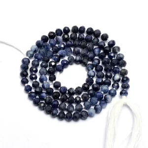 AAA+ Natural Blue Sapphire Pylin 3mm Micro Faceted Rondelle Beads | 13inch Strand | Multi Sapphire Precious Gemstone Faceted Loose Beads