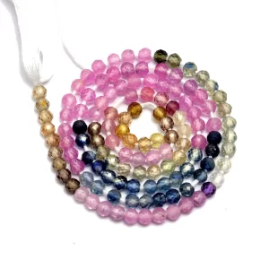 AAA+ Multi Sapphire Precious Gemstone 3mm-4mm Faceted Rondelle Beads | 13inch Strand | Natural Rare Multi Sapphire Gemstone Loose Beads