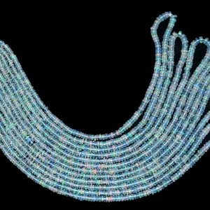 AAA+ Ethiopian Welo Opal Rondelle Beads | Gemstone Smooth 3mm-4mm Beads | Natural Ethiopian Welo Fire Opal Gemstone Rondelle | 8" Strand