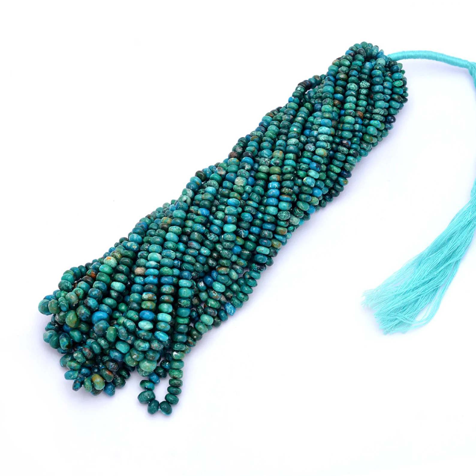 Natural Chrysocolla Gemstone 4mm-6mm Smooth Rondelle Beads | AAA+ Chrysocolla Semi Precious Gemstone Rondelle Loose Beads | 16inch Strand - Image 2