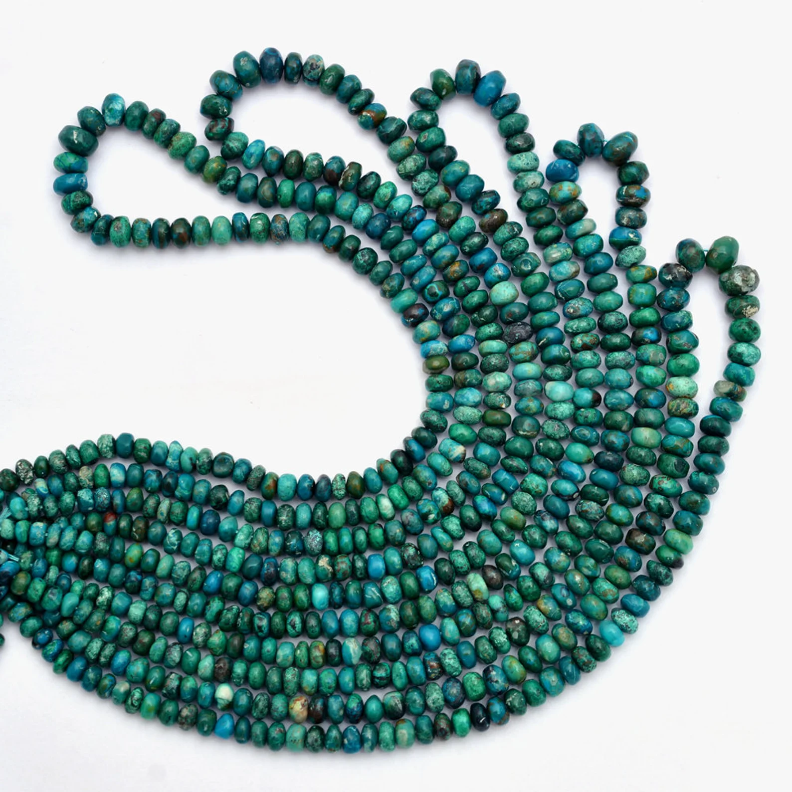 Natural Chrysocolla Gemstone 4mm-6mm Smooth Rondelle Beads | AAA+ Chrysocolla Semi Precious Gemstone Rondelle Loose Beads | 16inch Strand - Image 3