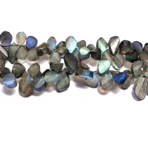 Rare Labradorite Gemstone Twisted Pear Briolettes | 6x10mm-8x12mm Faceted Beads | AAA+ Natural Labradorite Blue Fire Semi Precious Gemstone