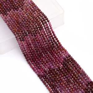 Natural AAA+ Ruby 3mm-4mm Micro Faceted Beads | Burma Multi Ruby Precious Gemstone Loose Rondelle Beads for Jewelry Making | 13inch Strand