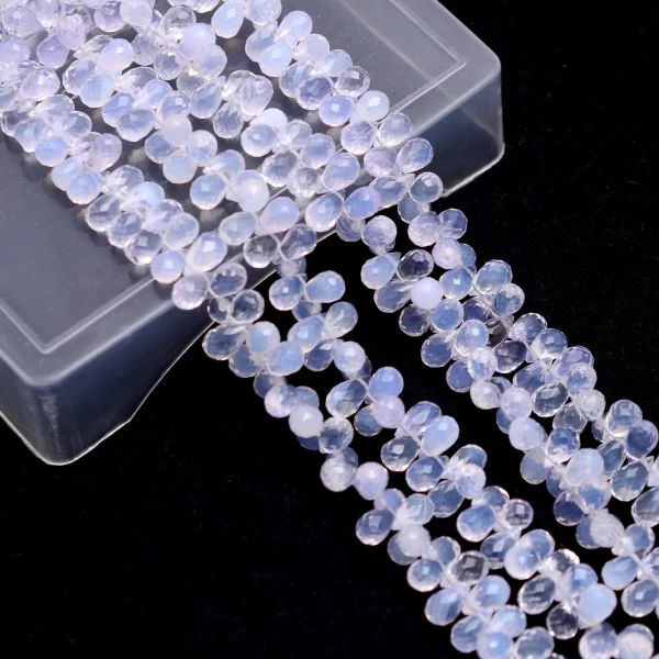 AAA+ Lavender Gemstone 7x5mm Faceted Teardrop Briolette Beads | 8inch Strand | Natural Scorolite Lavender Quartz Precious Gemstone Beads - Image 2