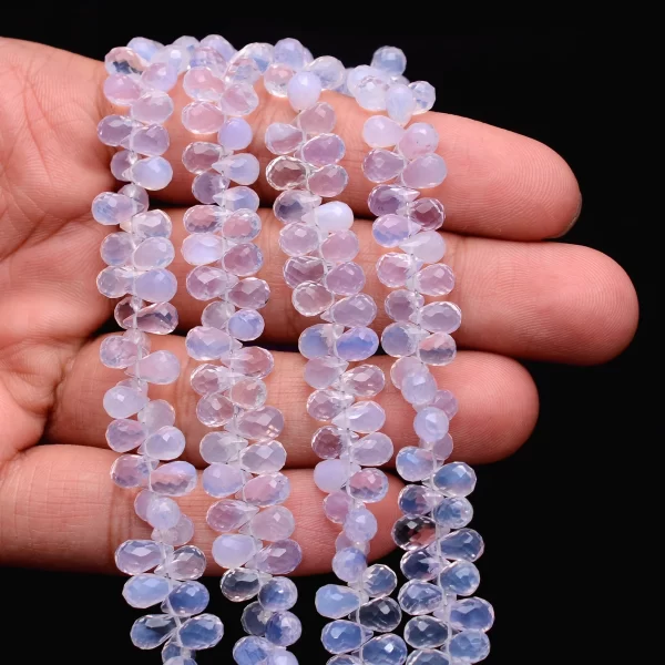 AAA+ Lavender Gemstone 7x5mm Faceted Teardrop Briolette Beads | 8inch Strand | Natural Scorolite Lavender Quartz Precious Gemstone Beads - Image 3