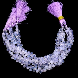 AAA+ Lavender Gemstone 7x5mm Faceted Teardrop Briolette Beads | 8inch Strand | Natural Scorolite Lavender Quartz Precious Gemstone Beads