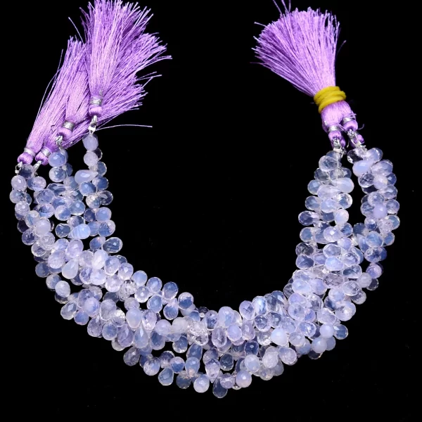 AAA+ Lavender Gemstone 7x5mm Faceted Teardrop Briolette Beads | 8inch Strand | Natural Scorolite Lavender Quartz Precious Gemstone Beads