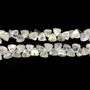 Green Prehnite Gemstone 6mm Trillion Briolette Beads | Natural Prehnite AAA Semi Precious Gemstone Trillion Faceted Beads for Jewelry Making