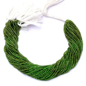AAA+ Multi Chrome Diopside 2mm-3mm Micro Faceted Beads | Natural Chrome Diopside Semi Precious Gemstone Loose Rondelle Beads | 13inch Strand