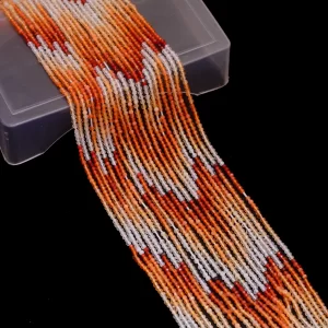 AAA+ Mexican Fire Opal 2mm Micro Faceted Beads | 13inch Strand | Natural Fire Opal Semi Precious Gemstone Shaded Beads for Jewelry Making