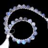 AAA+ Blue Fire Moonstone 7mm-8mm Square Briolette Faceted Beads | 7inch Strand | White Rainbow Moonstone Semi Precious Gemstone Loose Beads
