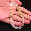 AAA+ Multi Quartz 12mm-14mm Smooth Carving Fancy Nuggets | Natural Crystal / Lemon / Rose Quartz Gemstone Tumbled Loose Beads | 10" Strand - Image 3