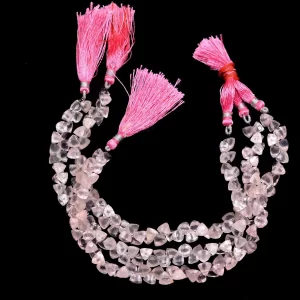 AAA+ Rose Quartz Gemstone Faceted 6mm Trillion Beads | Natural Pink Rose Quartz Semi Precious Gemstone Trillion Briolette Beads for Jewelry