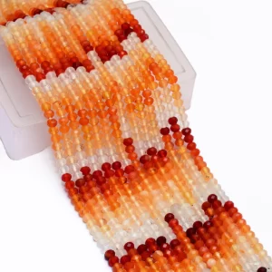 AAA+ Mexican Fire Opal 5mm Faceted Rondelle Beads | 13" Strand | Natural Fire Opal Precious Gemstone Shaded Loose Beads for Jewelry Making