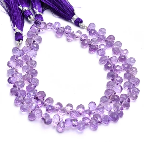 AAA+ Amethyst Teardrop Briolette Beads | Gemstone 7x5mm Drops 8inch Strand | Natural Brazilian Amethyst Semi Precious Gemstone Loose Beads