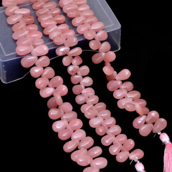 AAA+ Peach Guava Quartz Smooth Pear Briolette Beads | 8inch Strand | Natural Guava Quartz Semi Precious Gemstone Loose Beads for Jewelry - Image 3