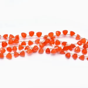 AAA+ Red Onyx Gemstone 7mm Faceted Trillion Briolette Beads | Natural Red Onyx Semi Precious Gemstone Loose Briolettes Beads | 6inch Strand