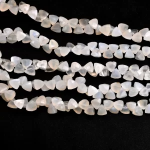 AAA+ White Moonstone Gemstone 7mm Briolette Beads | Natural Rare Moonstone Semi Precious Gemstone Faceted Trillion Beads for Jewelry Making