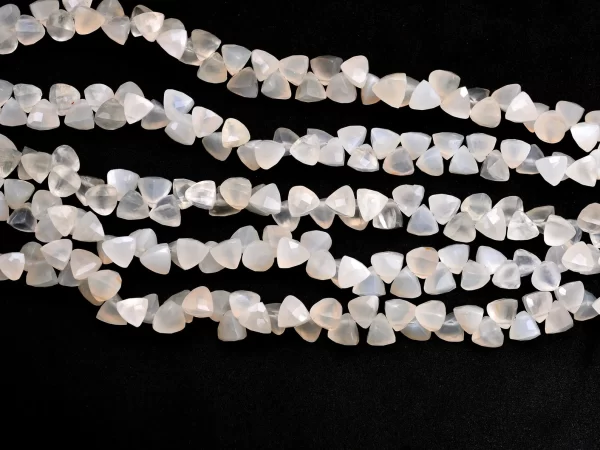 AAA+ White Moonstone Gemstone 7mm Briolette Beads | Natural Rare Moonstone Semi Precious Gemstone Faceted Trillion Beads for Jewelry Making