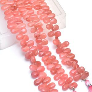 AAA+ Peach Guava Quartz Smooth Pear Briolette Beads | 8inch Strand | Natural Guava Quartz Semi Precious Gemstone Loose Beads for Jewelry