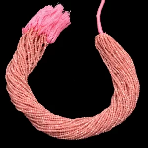AAA+ Rhodochrosite Gemstone 2mm-2.5mm Micro Faceted Beads | Natural Rhodocrosite Semi Precious Gemstone Beads for Jewelry Making | 13" Strand
